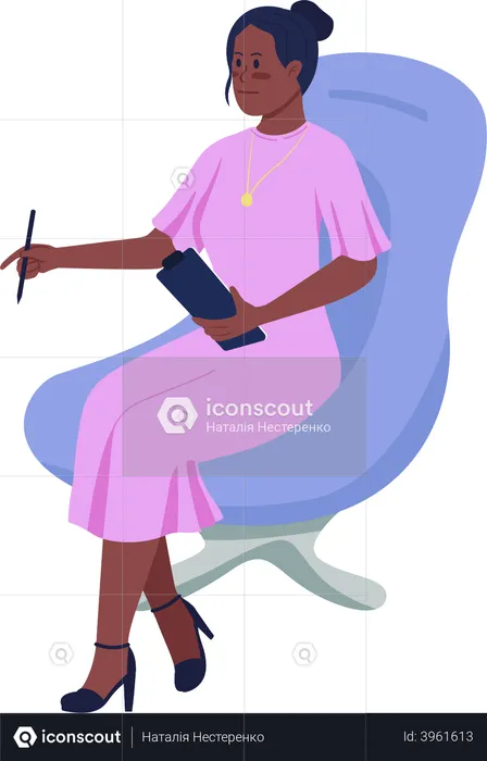 Conseiller souriant assis dans un fauteuil  Illustration