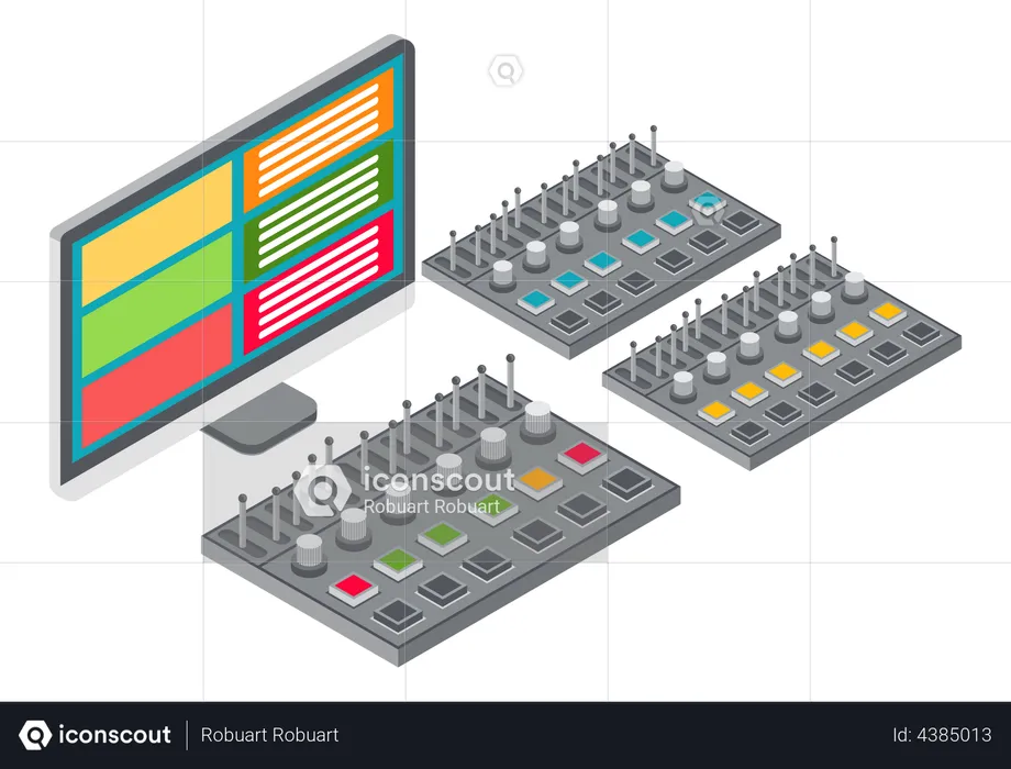 Console de mixage audio pour travailler avec l'audio  Illustration