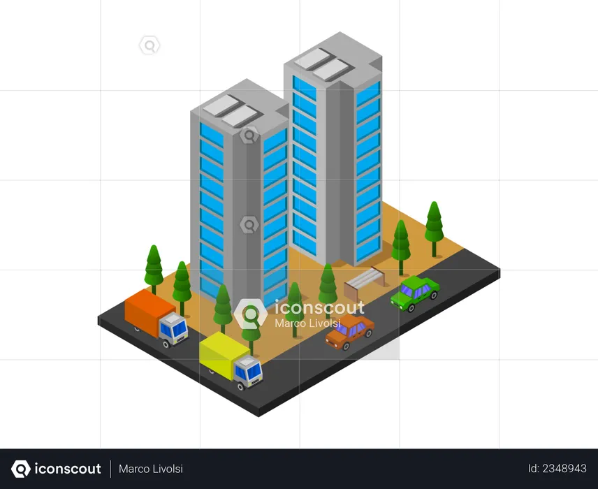 Construção de arranha-céu  Ilustração