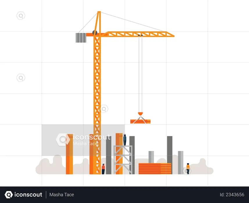 Construction crane lifting material  Illustration