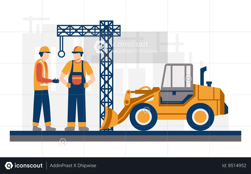 Construction engineer inspection at construction site  Illustration