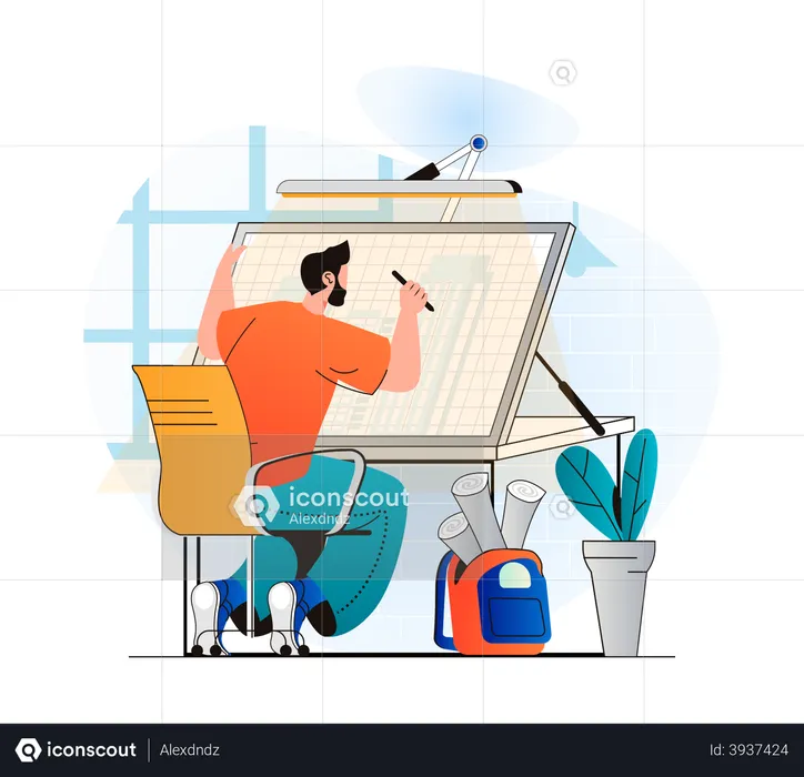 Construction site planning process  Illustration