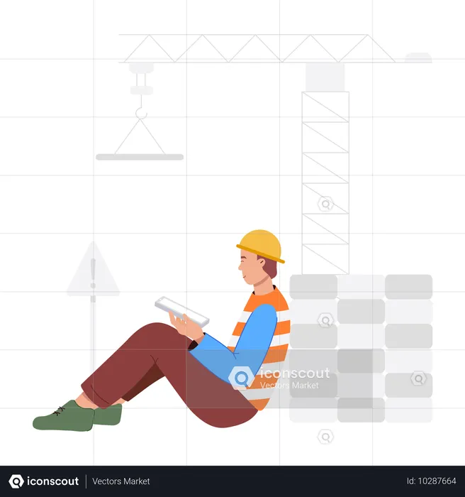 Construction worker at Under Construction site  Illustration