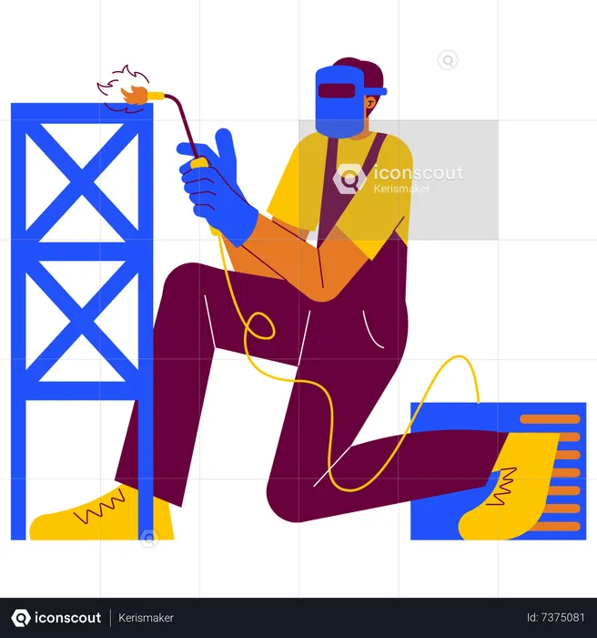 Construction worker doing welding  Illustration