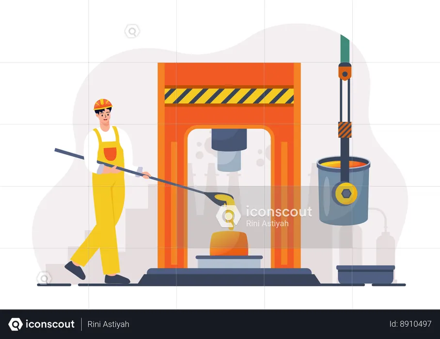 Construction worker is working at construction site  Illustration