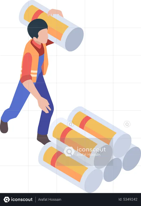 Construction worker lifting materiel  Illustration