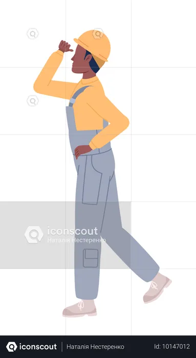 Construction worker with helmet looking up  Illustration