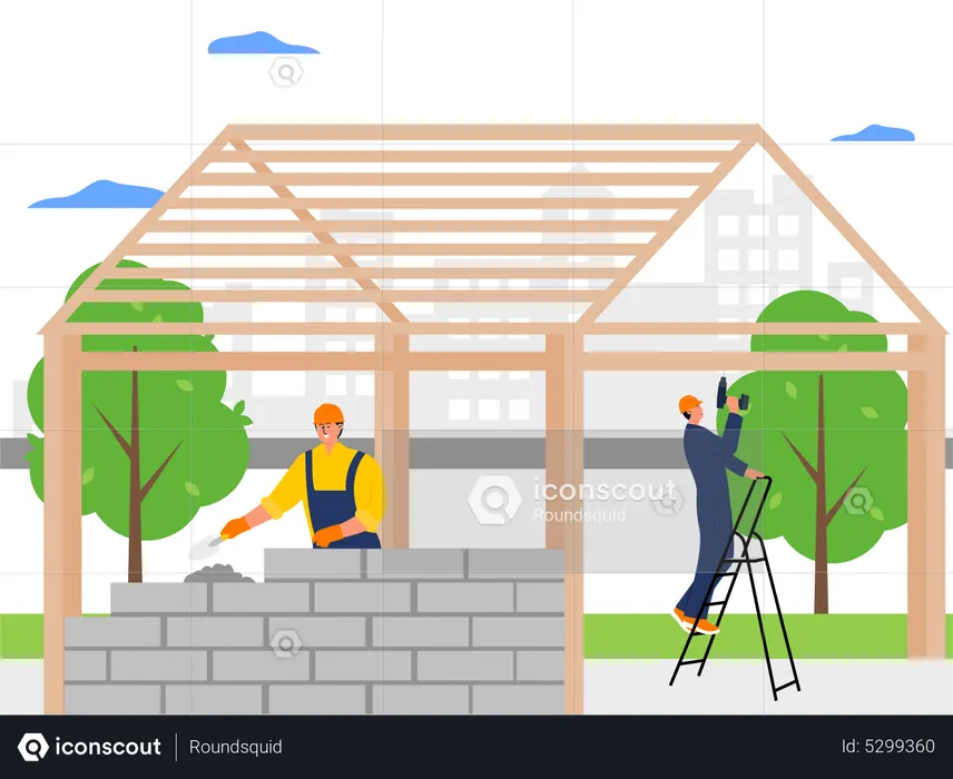 Construction Worker working on site  Illustration