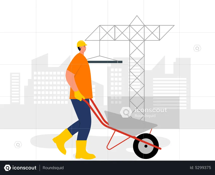 Construction Worker working on site  Illustration