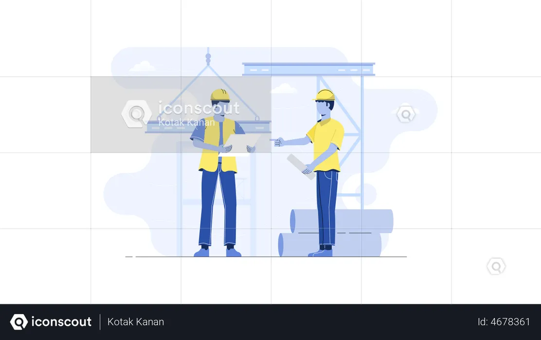 Construction workers working at site  Illustration
