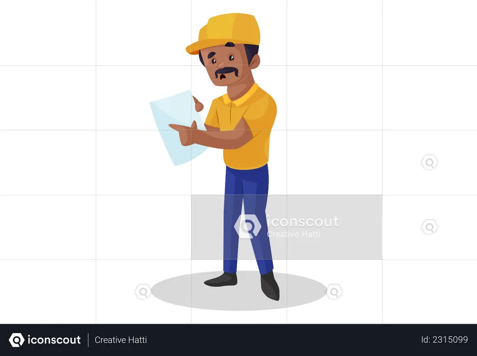 Constructor apuntando al plan de construcción  Ilustración