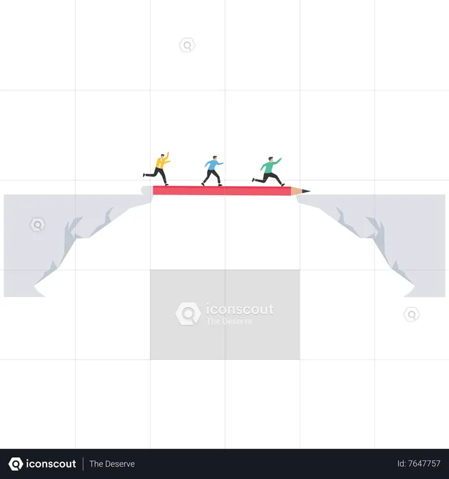 Construire ensemble un chemin de connexion pour un pont d'affaires  Illustration