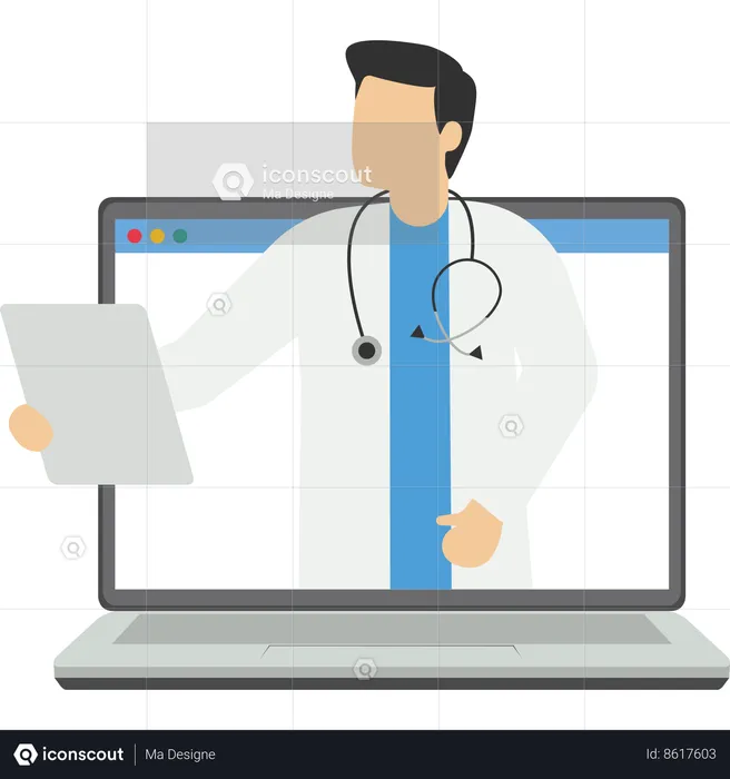 Consulta e suporte médico on-line  Ilustração