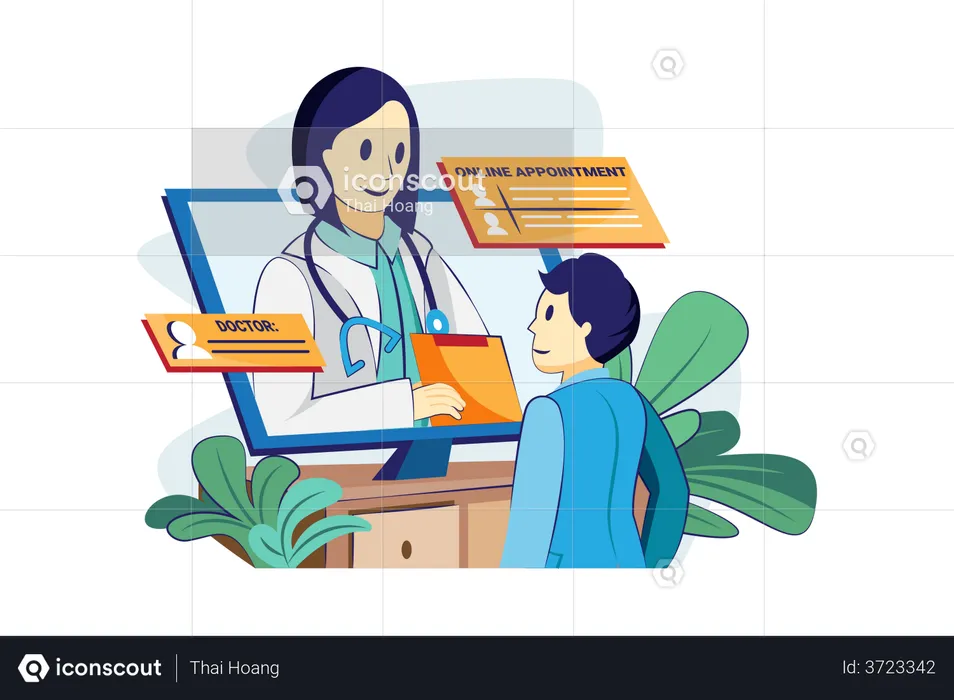 Consulta médica on-line  Ilustração