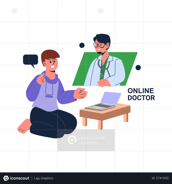 Consulta médica on-line  Ilustração