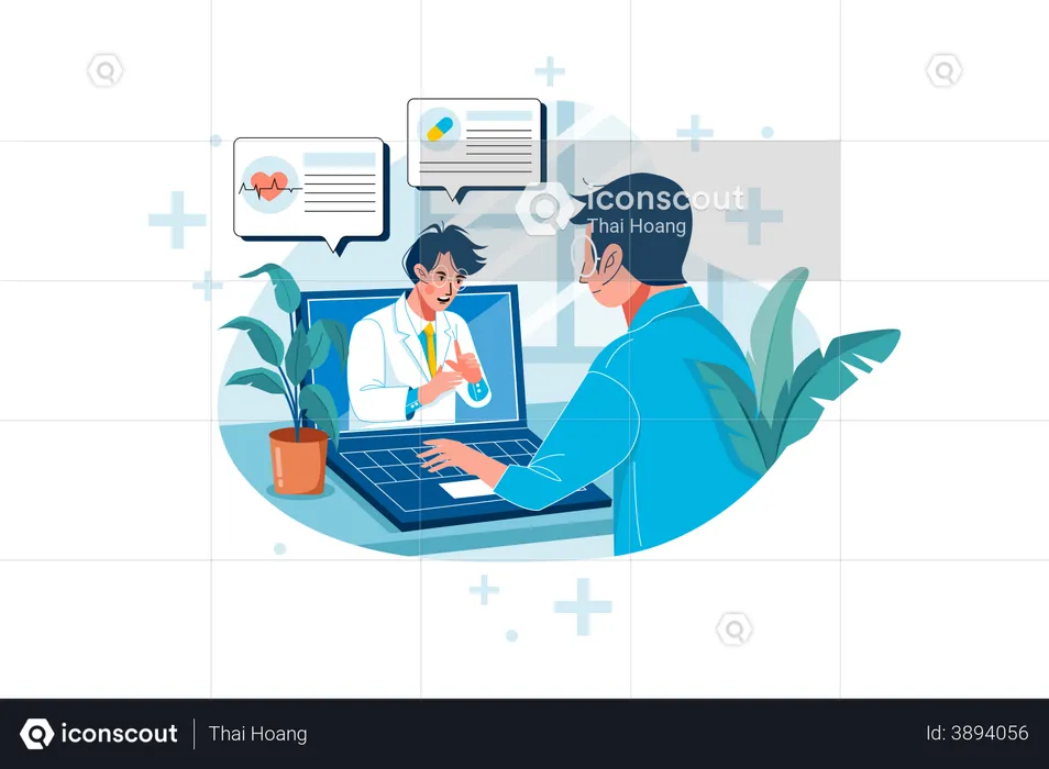 Consulta médica on-line  Ilustração