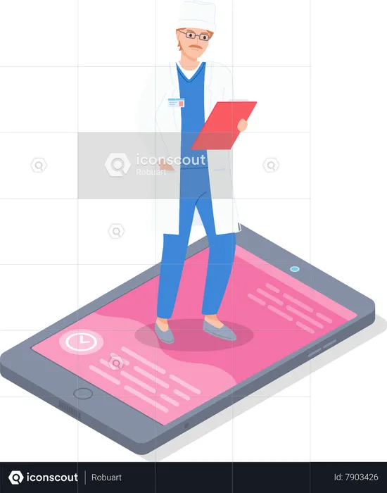 Consulta on-line com médico  Ilustração