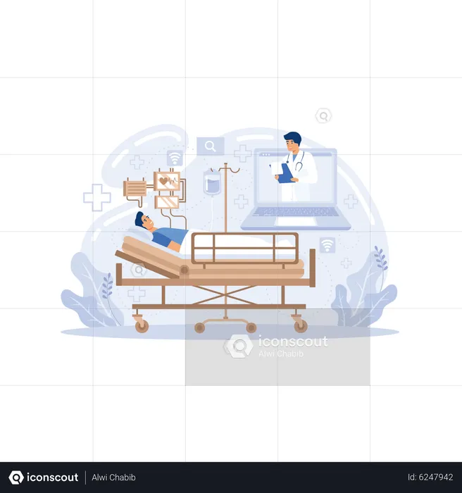 Consultation de médecine en ligne à distance  Illustration