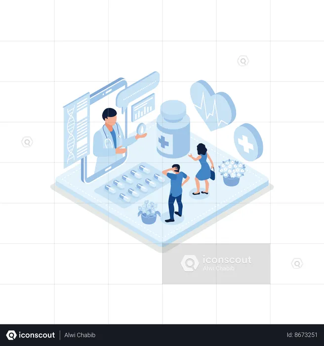 Consultation de médecin en ligne  Illustration