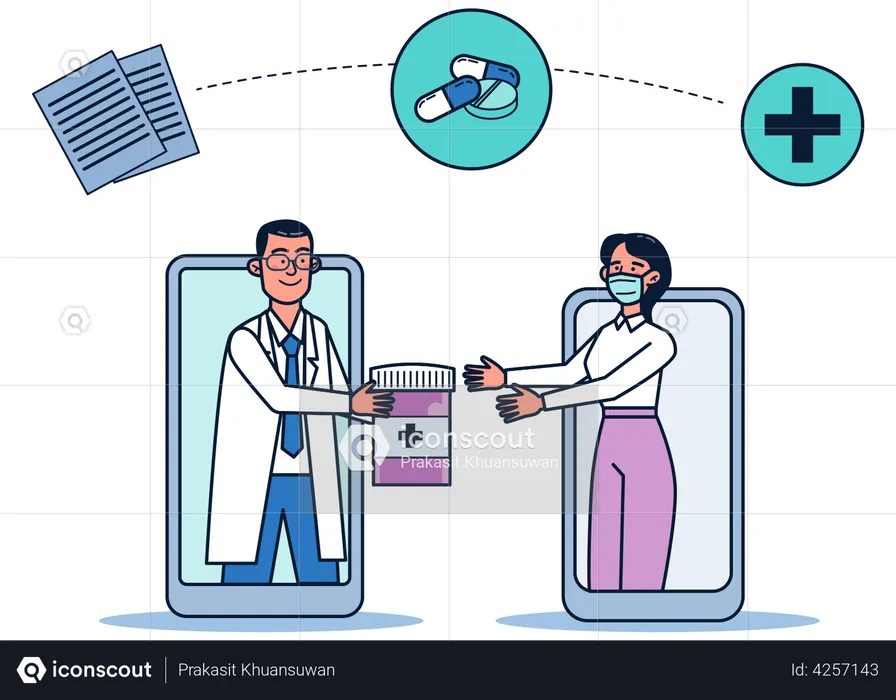 Consultation médicale en ligne pour la médecine  Illustration