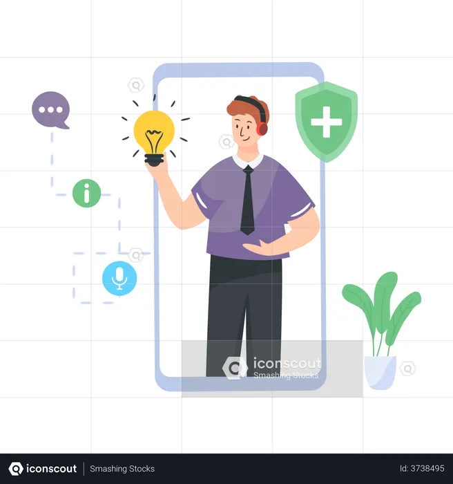 Consulting about health with doctor online  Illustration