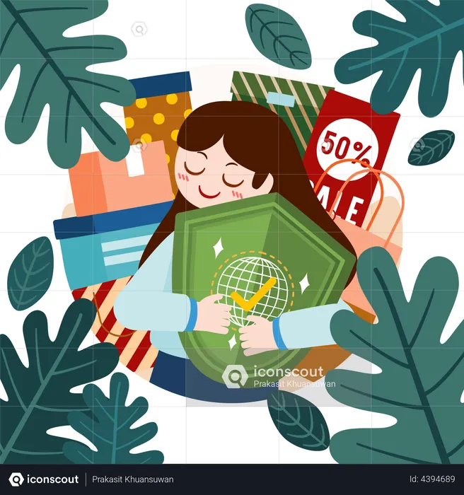 Consumer feeling safe while online shopping  Illustration