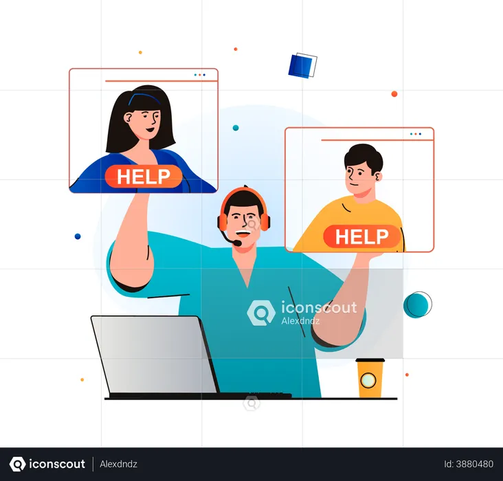Consumers consult with customer support  Illustration