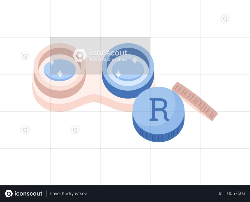 Contact lenses in container box  Illustration