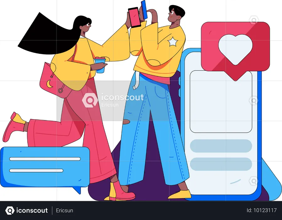 Comunicación en redes sociales  Ilustración