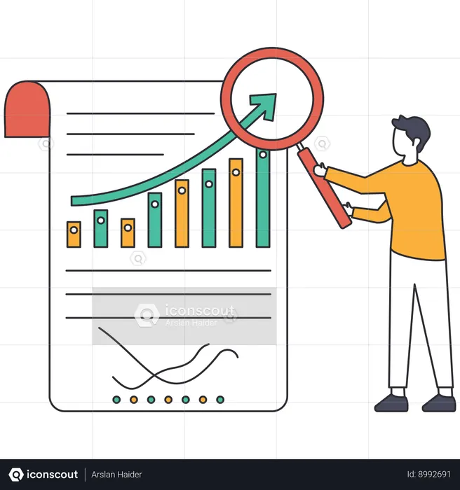 Contador haciendo auditoría del informe comercial  Ilustración