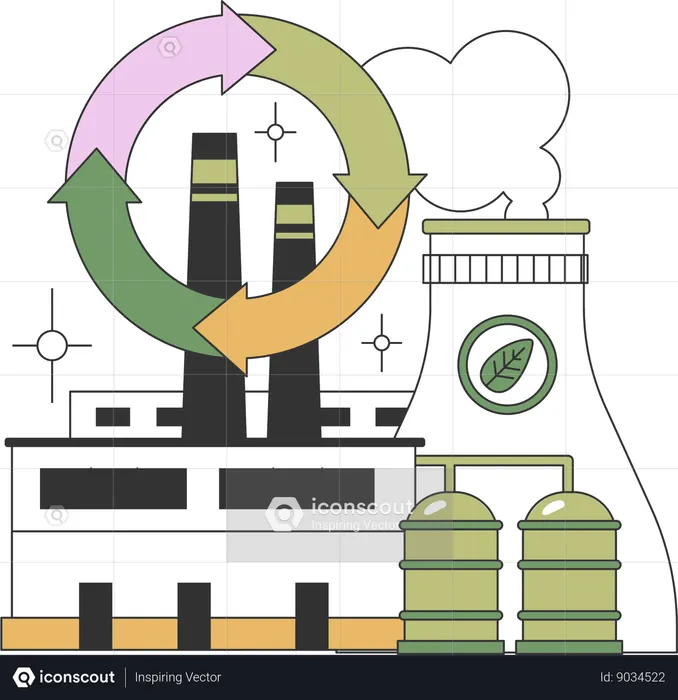 Contaminación industrial  Ilustración