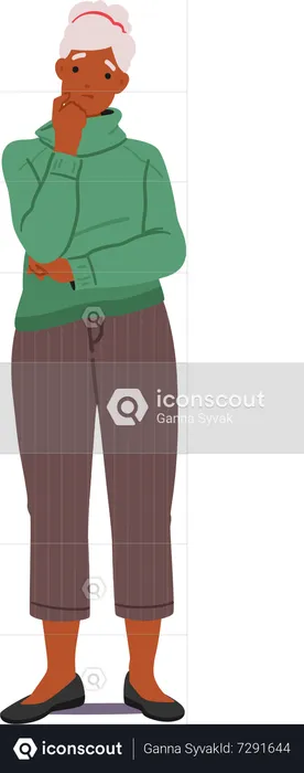 Contemplative Senior Woman With Reflective Expression  Illustration