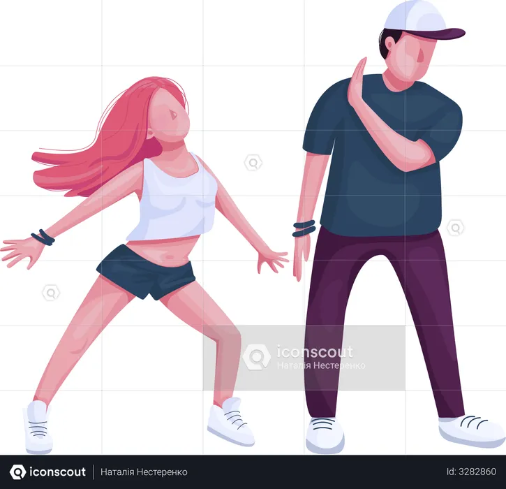 Contemporary dancers couple together  Illustration