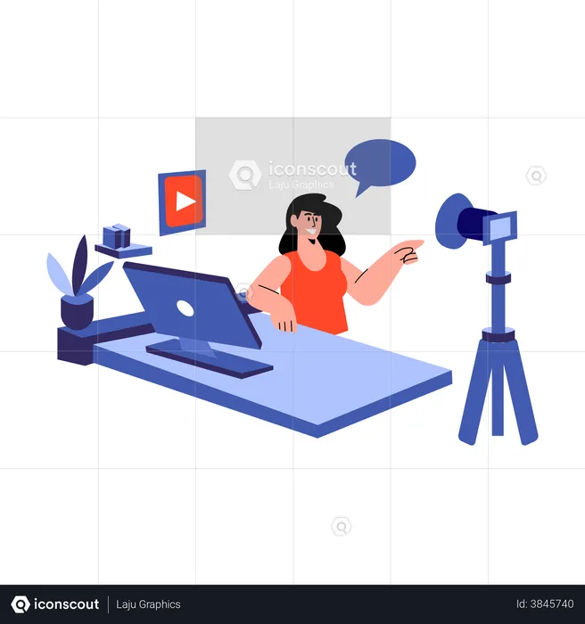 Content creator recording video  Illustration