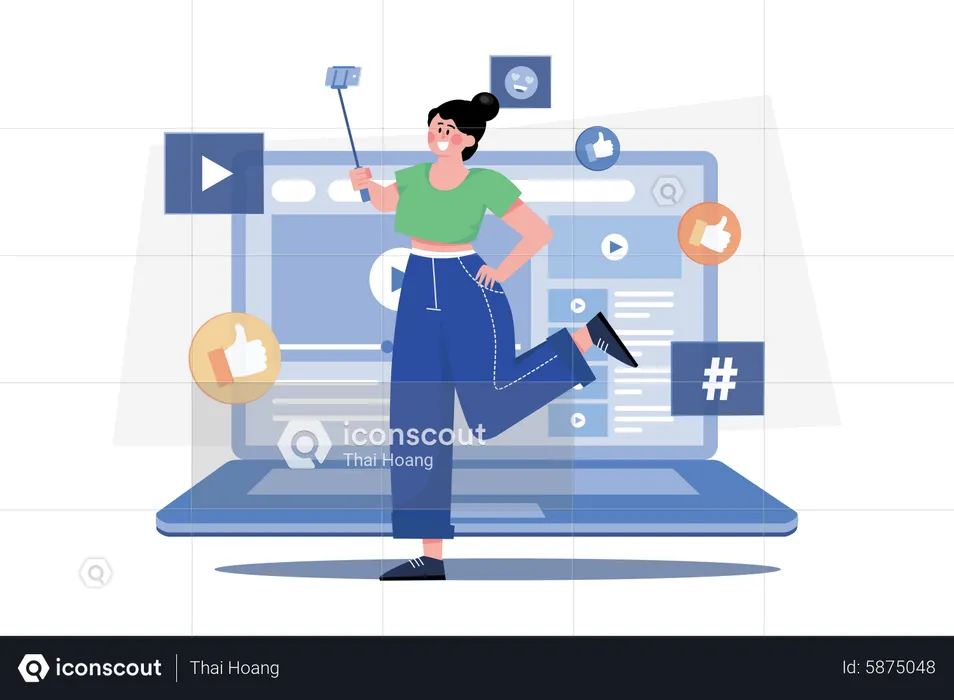 Content creator recording video  Illustration