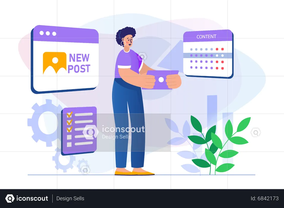 Content creator upload new post  Illustration