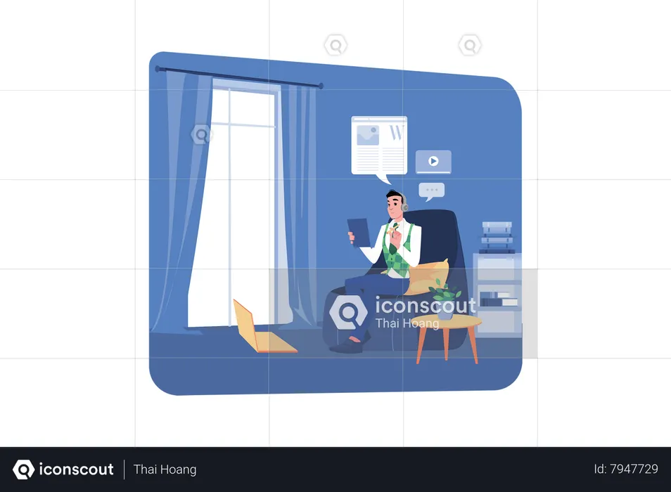 Content Freelancer Is Writing Content For An Advertisement  Illustration
