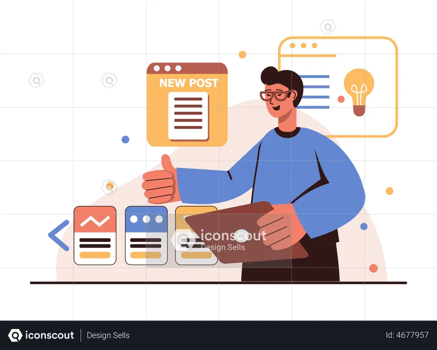 Content manager approving new post  Illustration