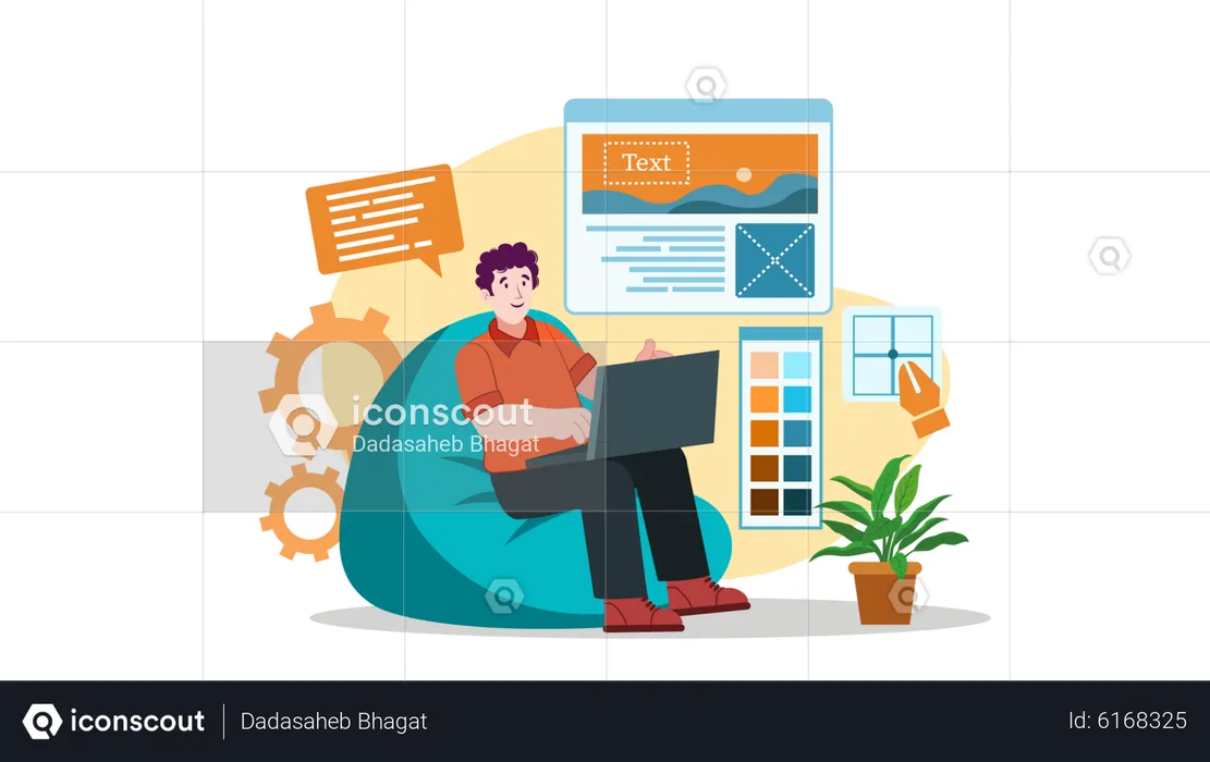 Content Manager making digital marketing post  Illustration