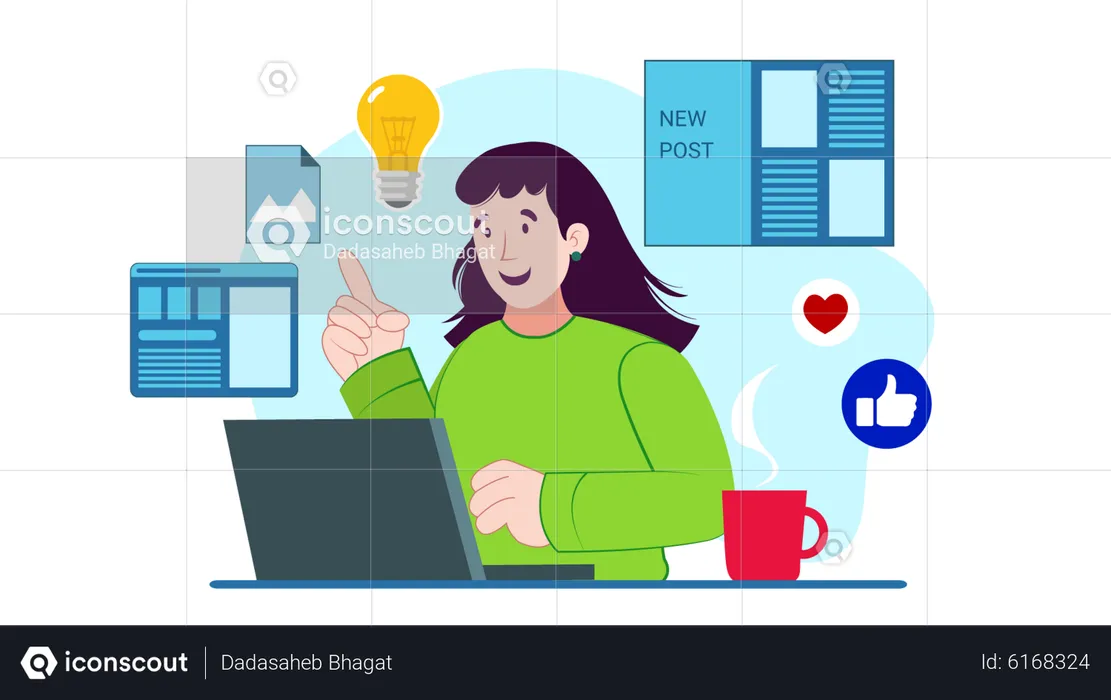 Content Manager posting on social media  Illustration