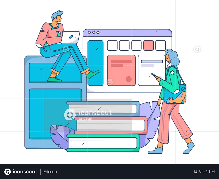 Contingent worker working from home  Illustration