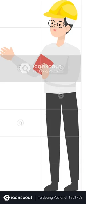 Contractor holding book  Illustration
