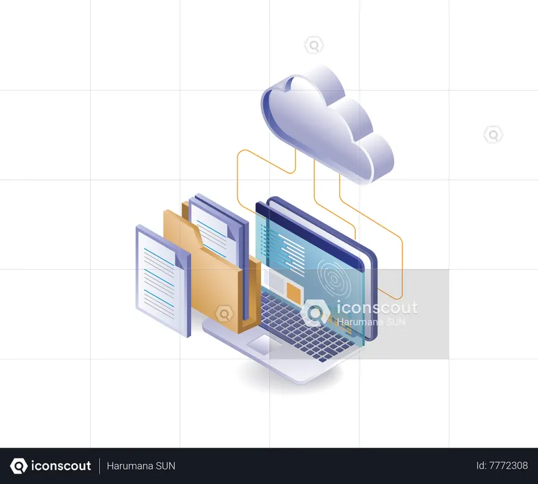 Control de análisis de datos del servidor en la nube  Ilustración