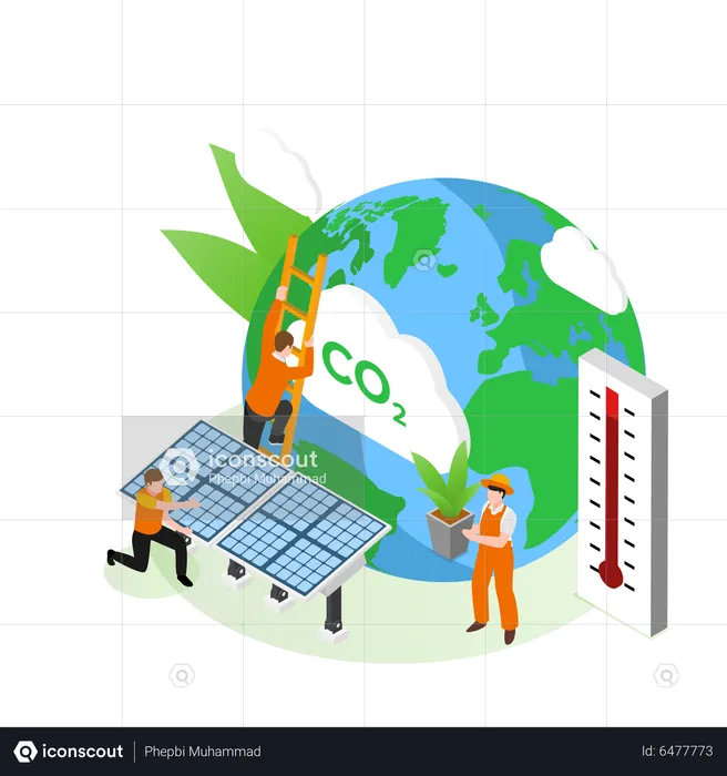 Controlar as emissões de CO2 para tornar a Terra saudável  Ilustração