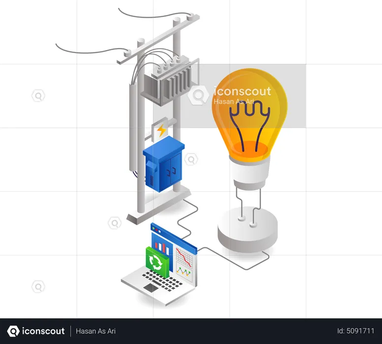 Contrôler l'énergie électrique avec un ordinateur  Illustration