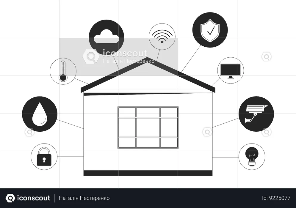 Controles domésticos inteligentes  Ilustración