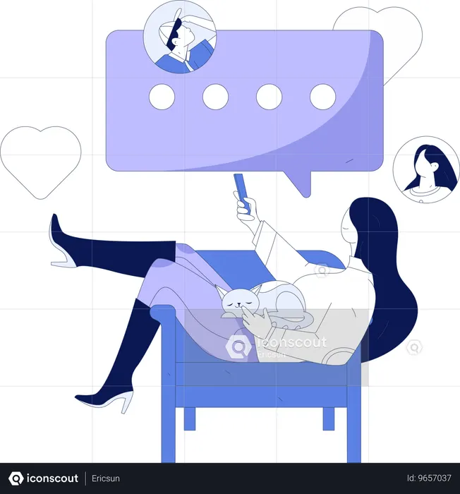 Conversación en redes sociales  Ilustración