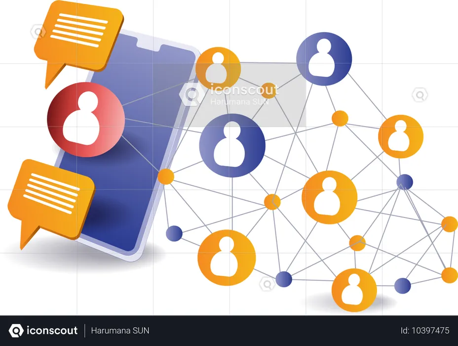 Conversaciones en redes sociales a través de teléfonos inteligentes  Ilustración