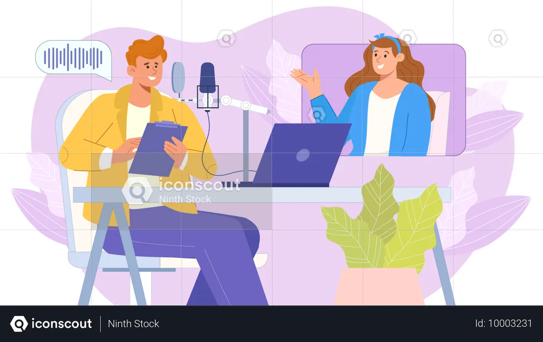 Conversation en podcast  Illustration