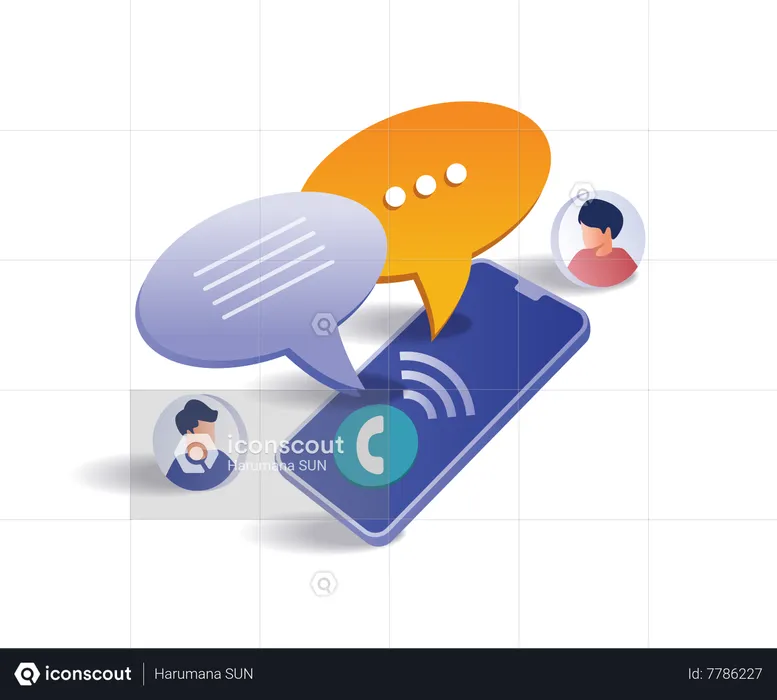 Conversation with smartphone application  Illustration